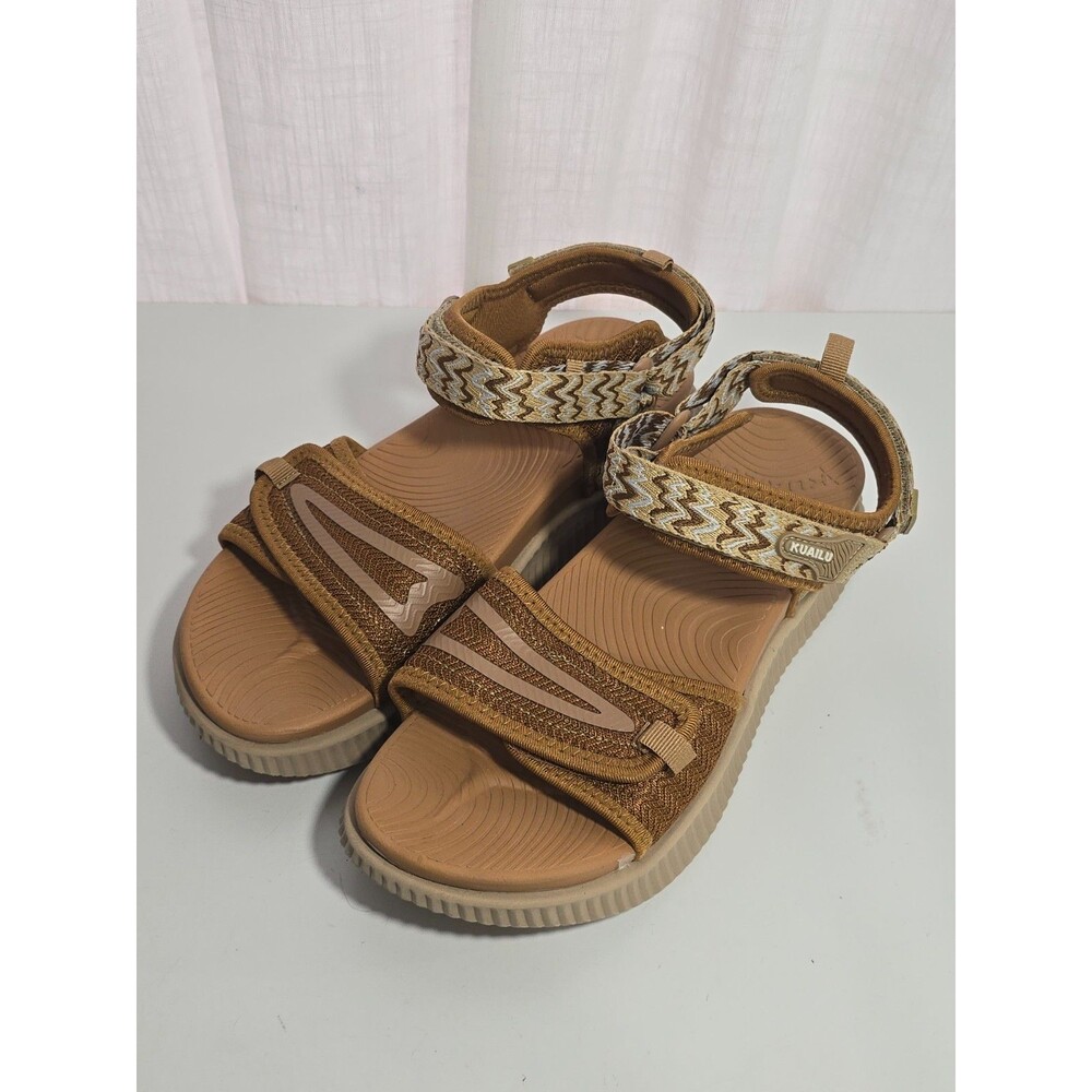 KuaiLu Womens Tan Orthotic Sandals Plantar Fasciitis Arch Support Size 10 EUC S2